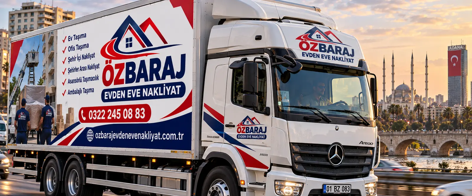 Öz Baraj Evden Eve Nakliyat kamyonu Adana